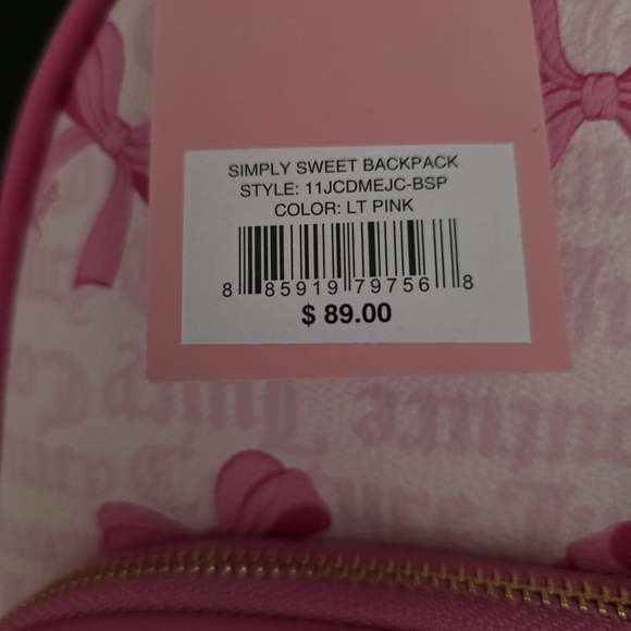 NWT Juicy Couture Simply Sweet Pink Bow Backpack - Picture 4 of 5